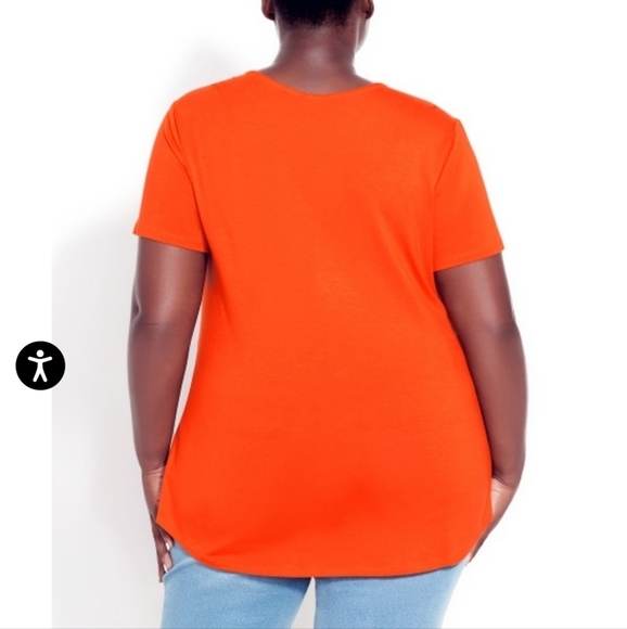 NWT Avenue V-Neck Cut-Out Top in Tangerine - Picture 5 of 8